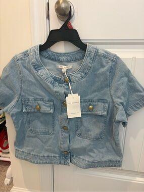 Free Assembly Light Blue Denim Cropped Jacket